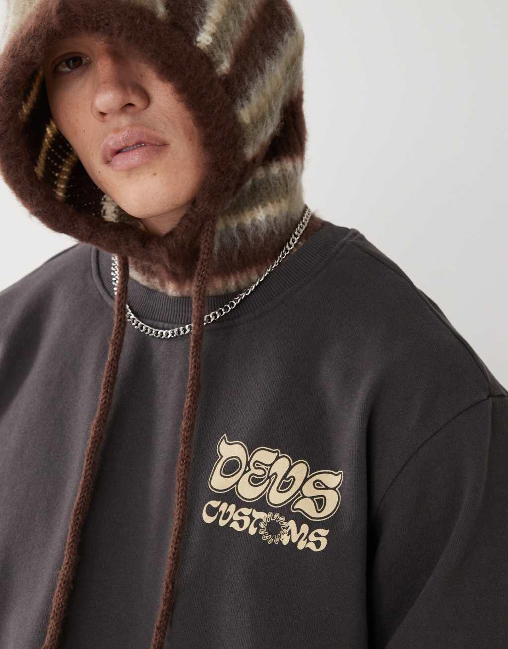 Deus Exx Machina rinse wash graphic sweatshirt in black  Product Image