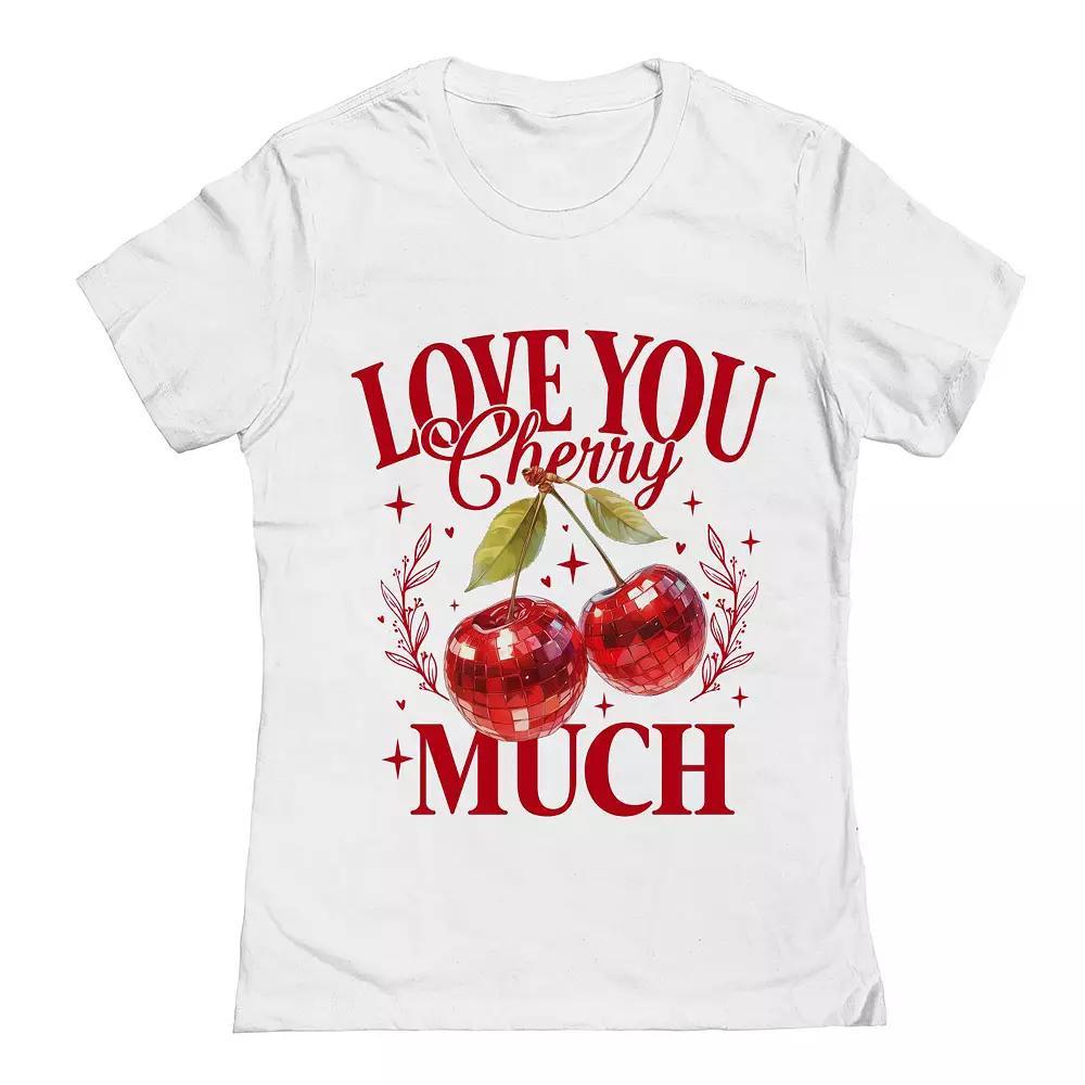 Junior's I Love You Cherry Much Valentine's Day Graphic Tee, Women's, Size: Medium, White Product Image
