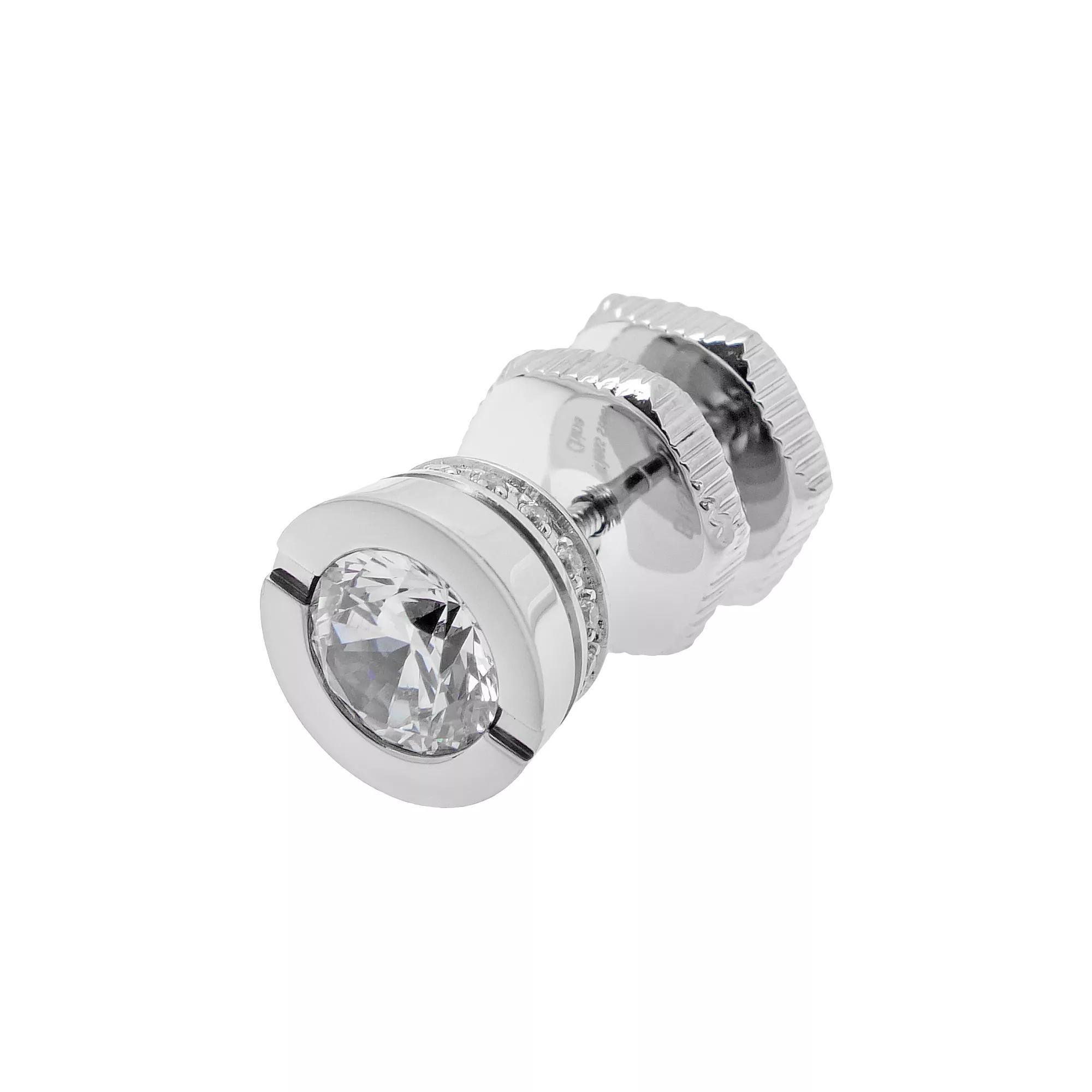 LYNX Cubic Zirconia Stainless Steel Stud - Single Earring, Mens, White Product Image