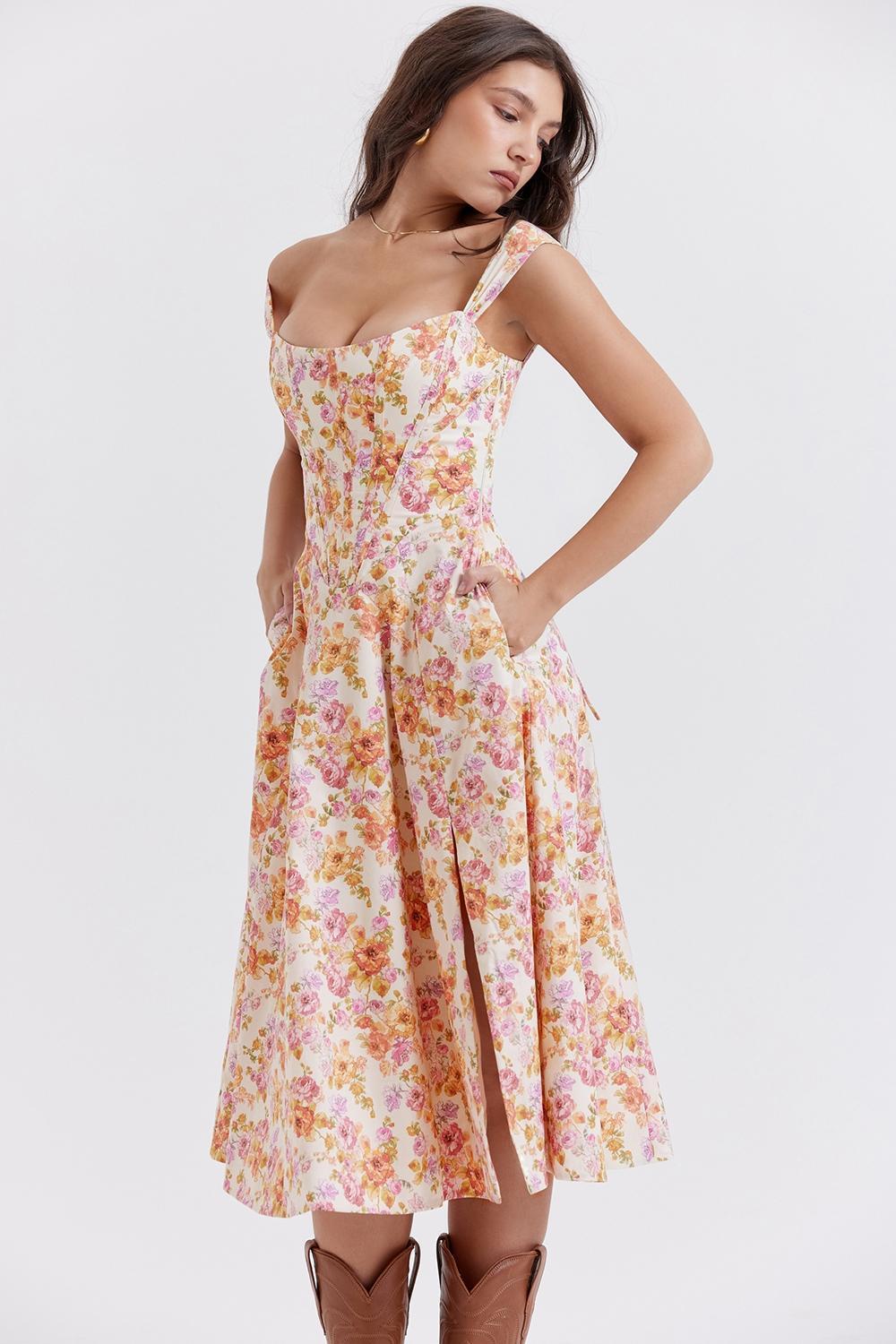 Saira Ivory Floral Midi Sundress Product Image
