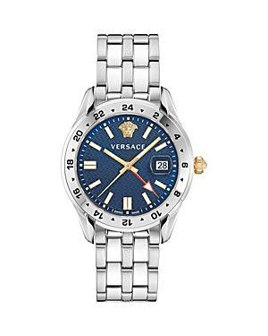 Versace Mens Greca Time GMT Silver Stainless Steel Bracelet Watch Product Image