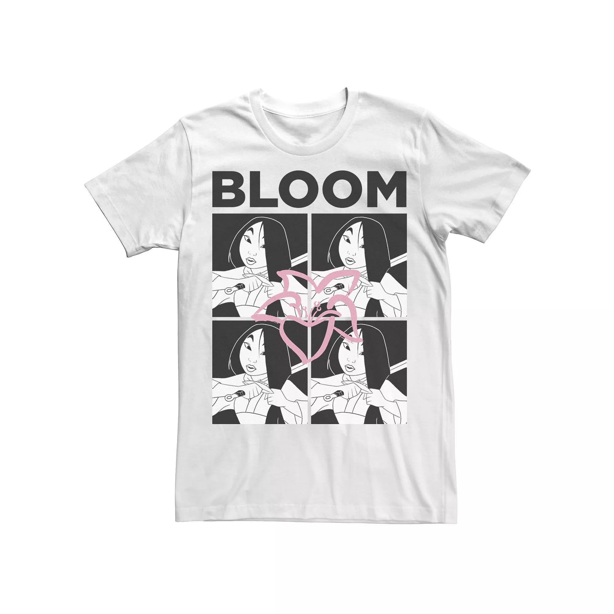 Disney's Mulan Men's Black & White Box Up Bloom Tee, Size: Medium Product Image