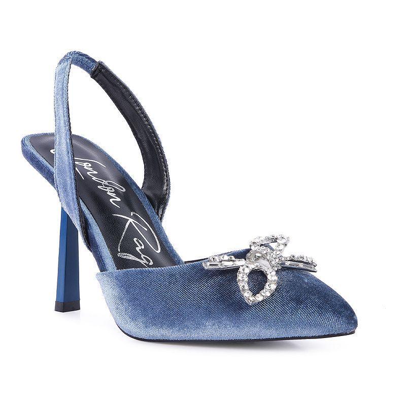 London Rag Firebird Velvet Embellished Slingback Heels, Women's, Size: 5, Purple Product Image