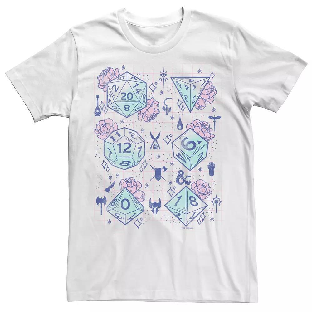 Big & Tall Dungeons And Dragons Floral Dice Grid Tee, Men's, Size: 4XL, White Product Image