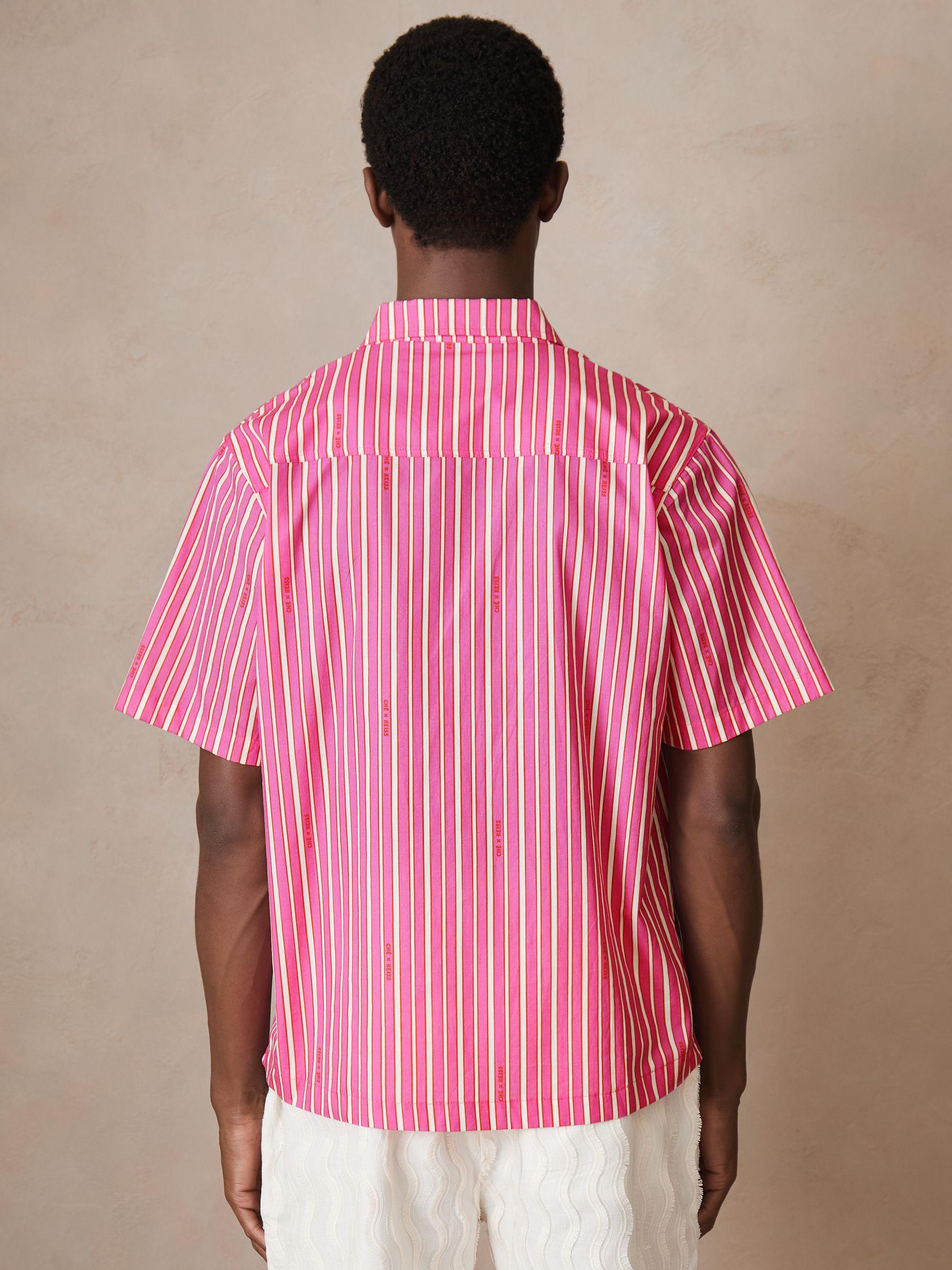 Reiss | Ché Poplin Stripe Shirt in Soft Pink/White Product Image