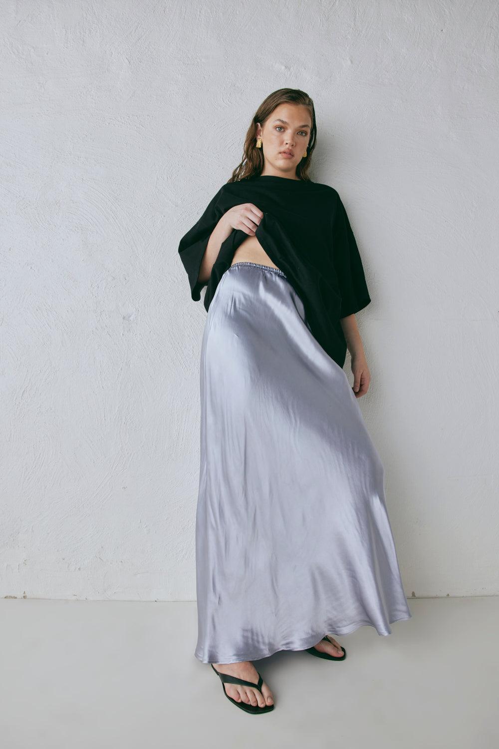 Florence Bias Cut Maxi Skirt Pearl Product Image
