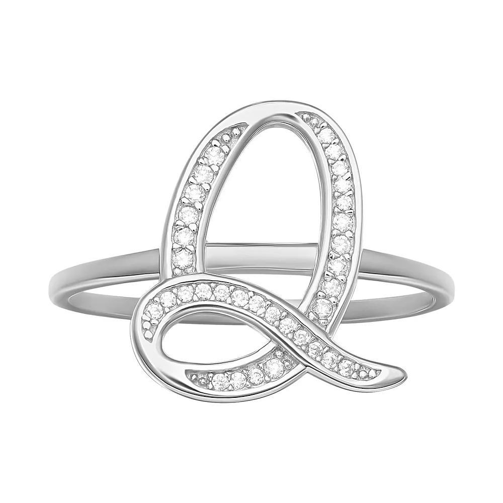 PRIMROSE Sterling Silver Cubic Zirconia Initial Ring, Women's, Size: 7, Sterling Silver T Product Image