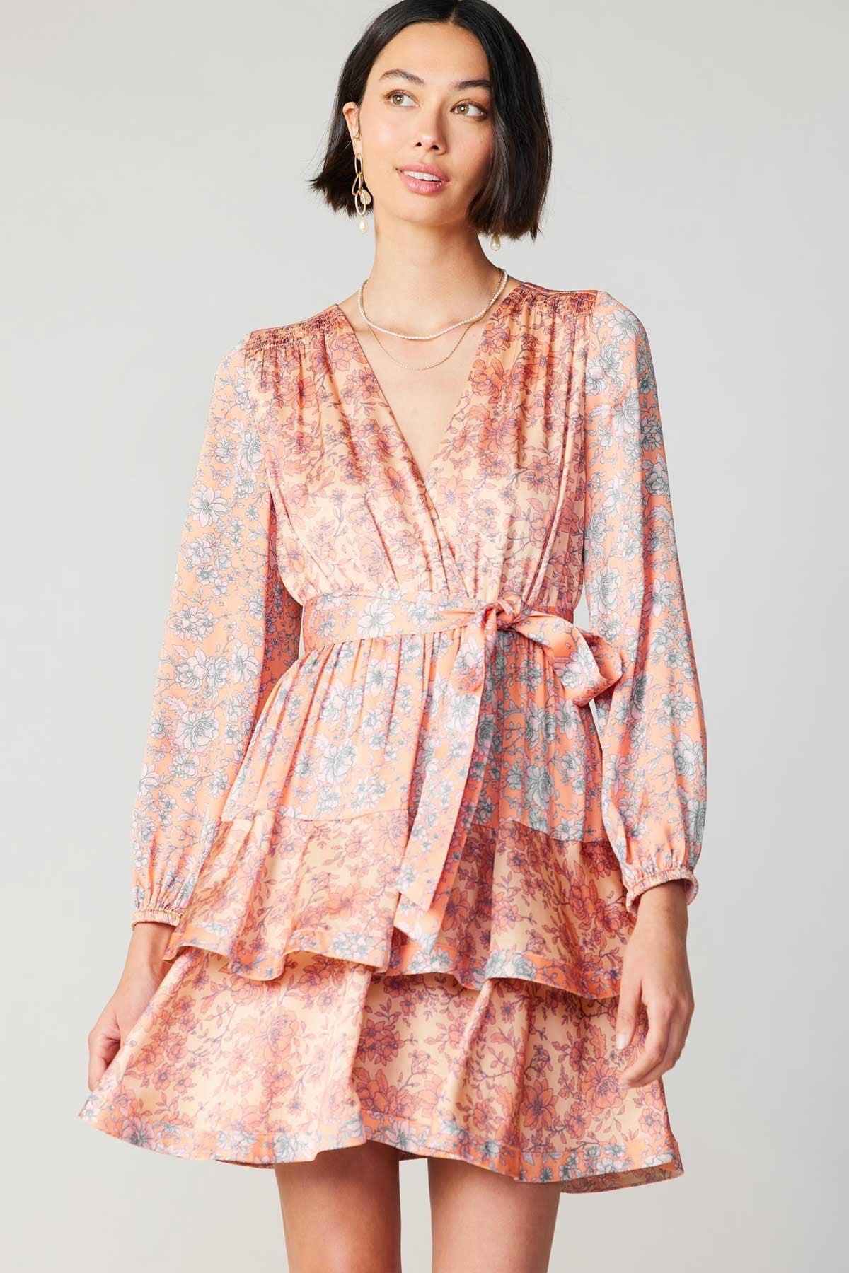 FINAL SALE April Floral Mini Dress | Coral Product Image