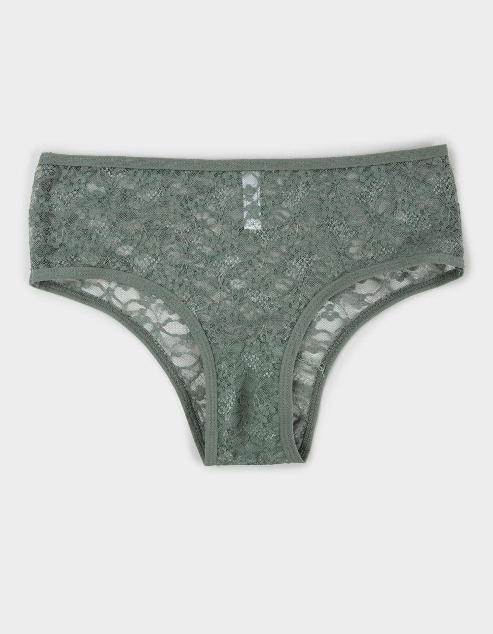 FULL TILT Allover Lace Cheeky Panties - OLIVE Product Image
