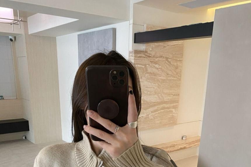 Set: Turtleneck Zip-Up Cardigan + Tank Top Product Image