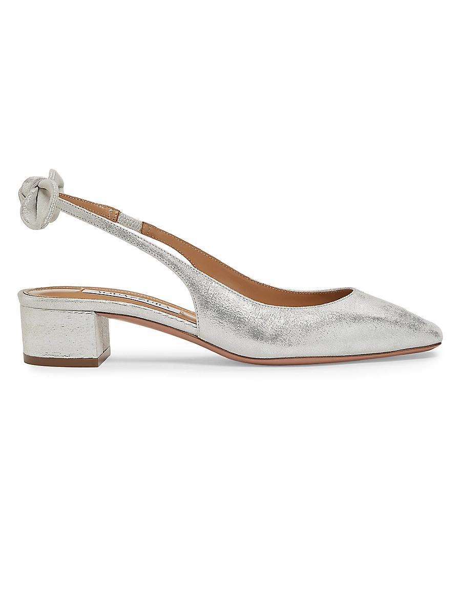 Womens Very Bow-Tie Metallic Leather Slingbacks Product Image