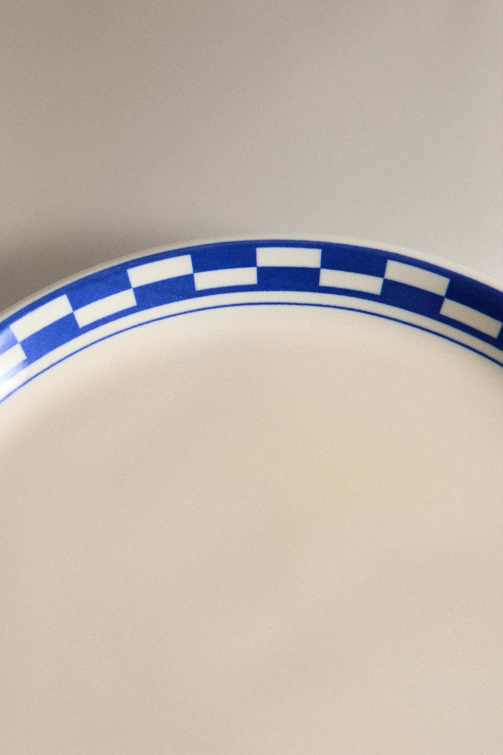 CERAMIC SIDE PLATE WITH CHECKED RIM Product Image