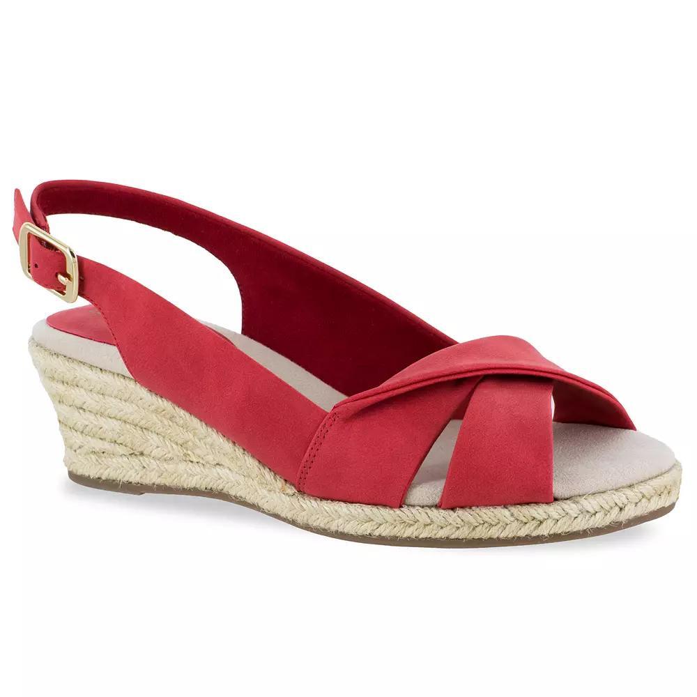Easy Street Maureen Womens Espadrille Wedge Sandals Blue Product Image
