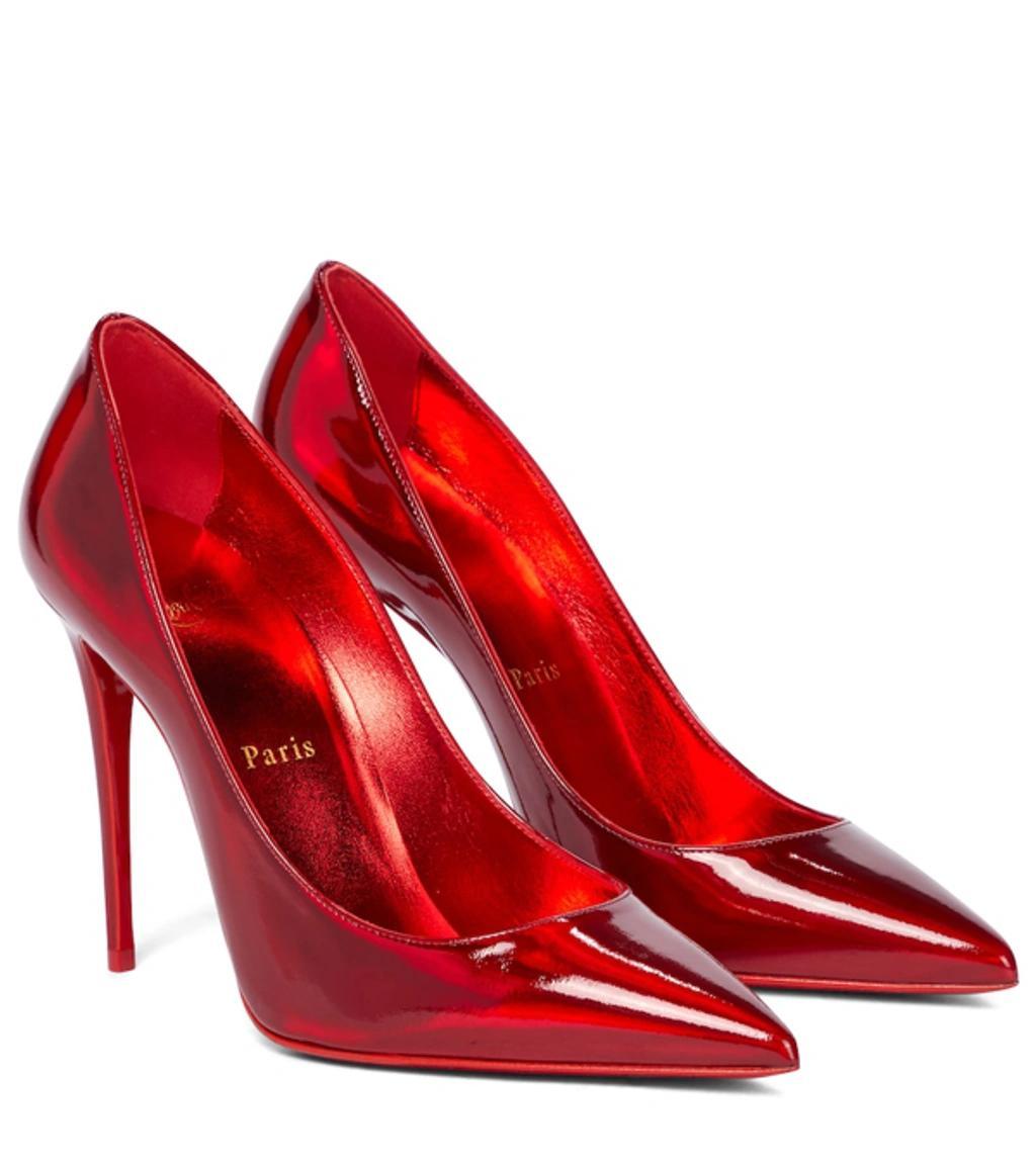 CHRISTIAN LOUBOUTIN Kate Patent Pointed-toe Red Sole High-heel Pumps Product Image