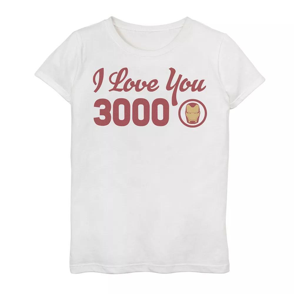 Girls 7-16 Marvel Avengers Endgame Iron Man "I Love You 3000" Tee, Girl's, Size: Small, White Product Image