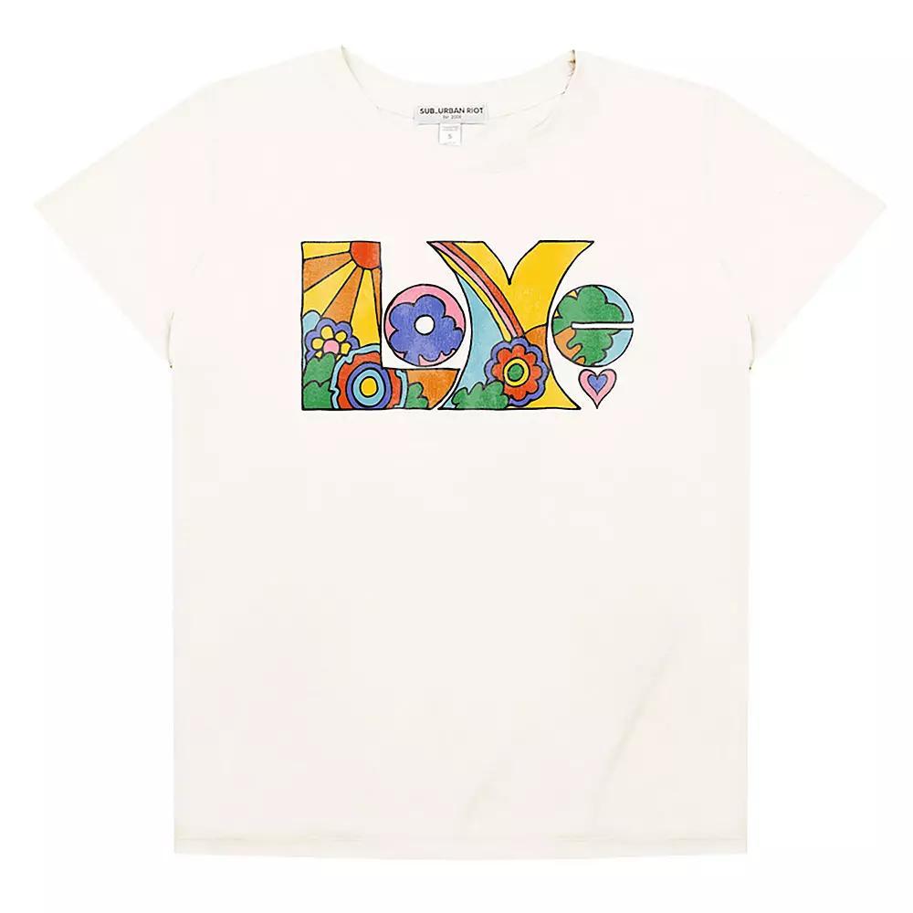 Women's Suburban Riot Love Retro Loose Fit Graphic Tee, Girl's, Size: Medium, Antique White Product Image