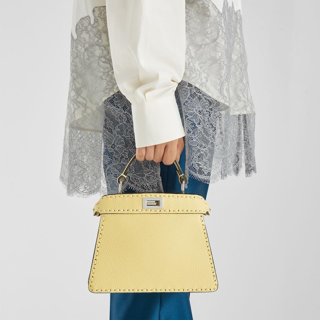Peekaboo ISeeU PetiteYellow Selleria bag with 306 hand-sewn topstitches Product Image