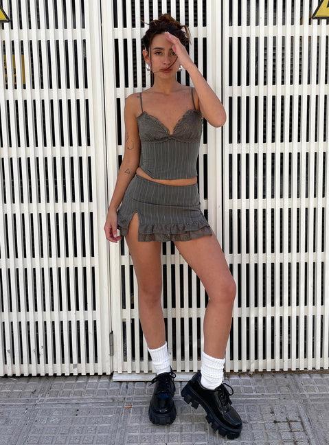 Ferran Mini Skirt Grey Pinstripe Product Image