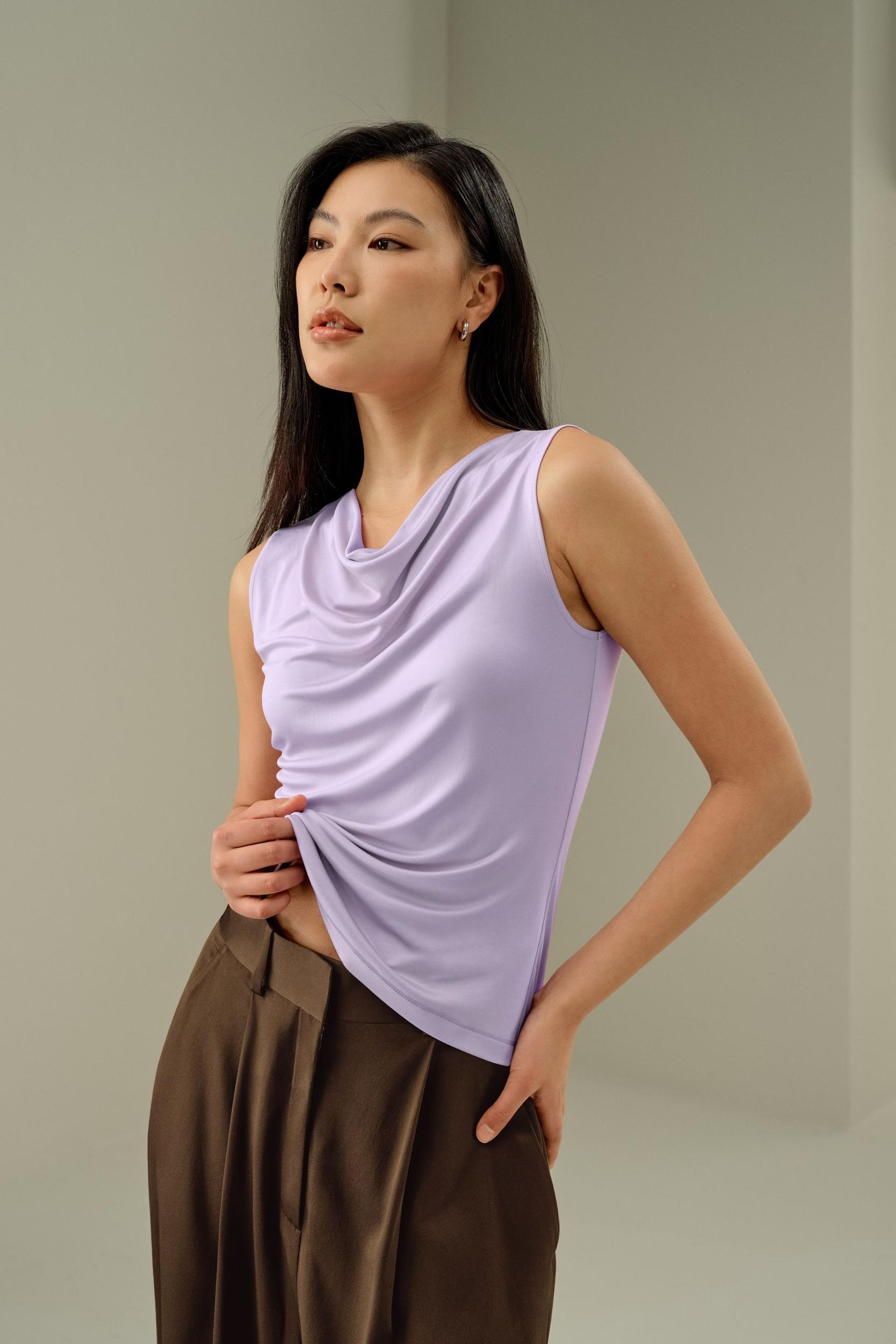 Silk Jersey Cowl-neck Sleeveless Top Product Image