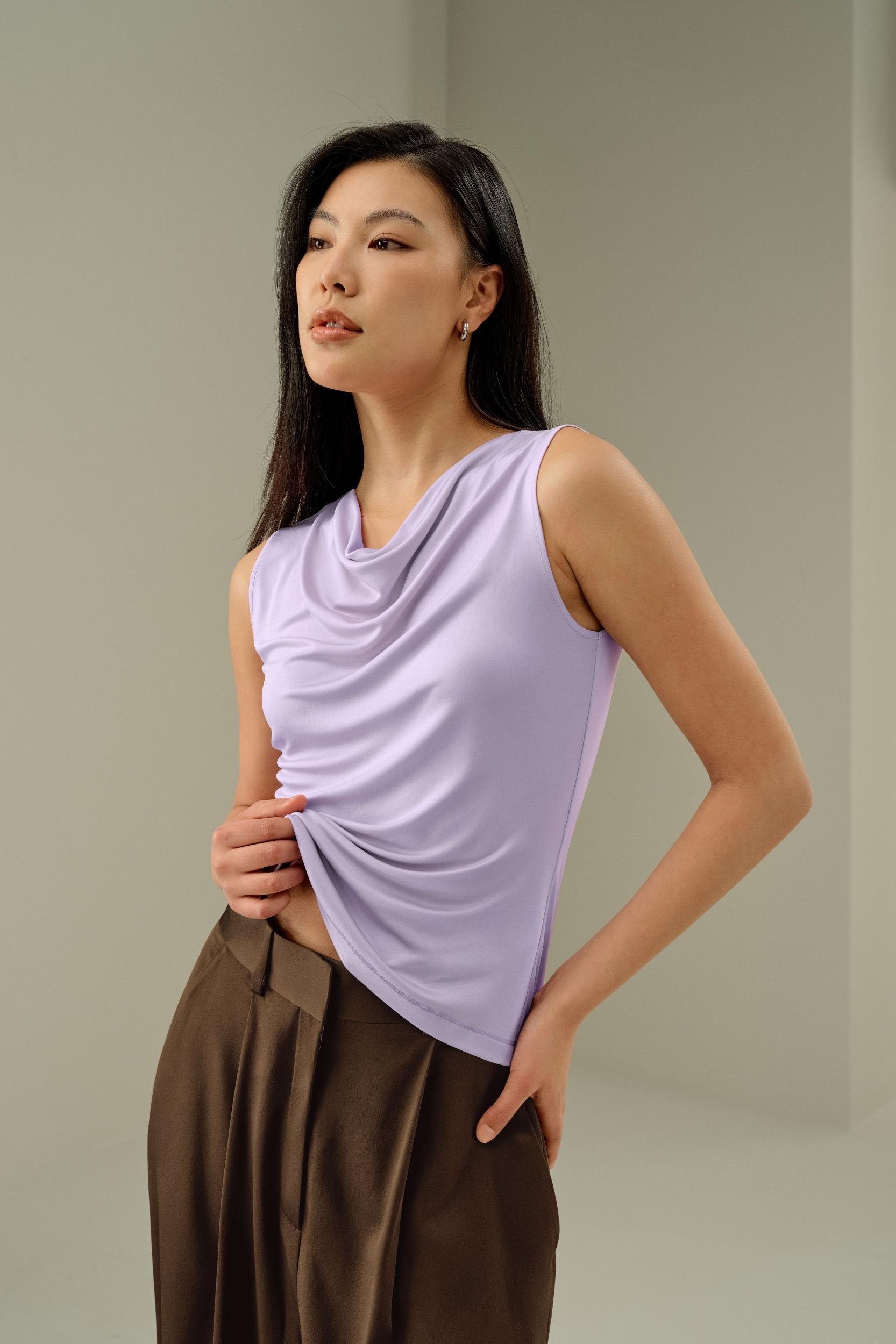 Silk Jersey Cowl-neck Sleeveless Top Product Image