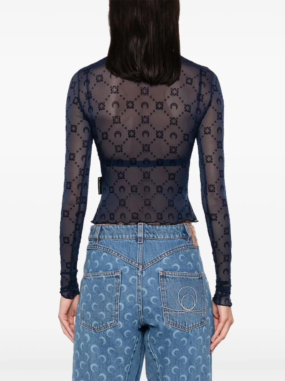 Moonogram mesh longsleeved top Product Image