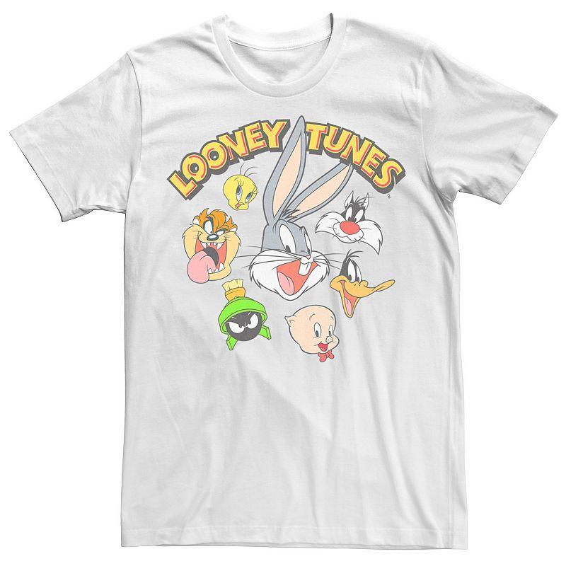 Big & Tall Looney Tunes Characters Heads Graphic Tee, Men's, Size: XL Tall, White Product Image