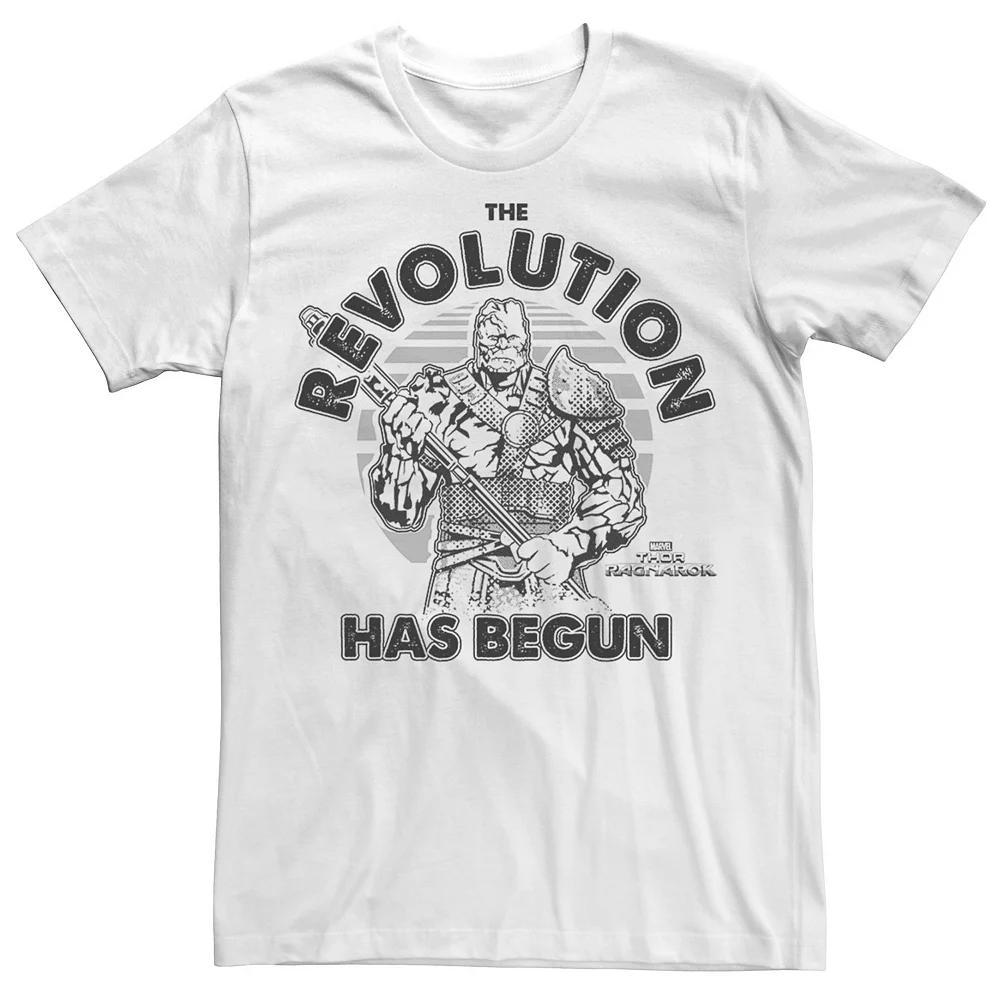 Men's Marvel Thor Ragnarok Korg Revolution Begins Grey Out Tee, Size: Small, White Product Image