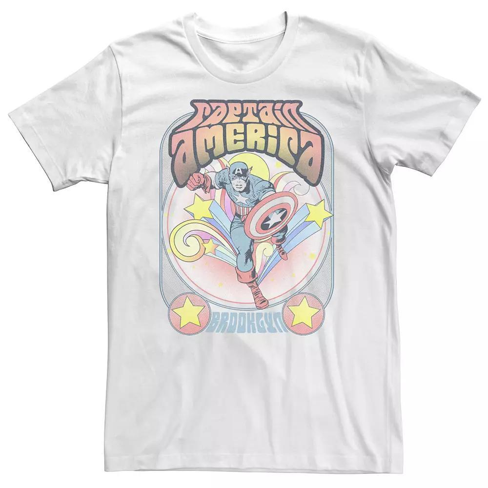Big & Tall Marvel Comic Retro Distressed Captain America Comic Poster Tee, Men's, Size: 4XL Tall, White Product Image