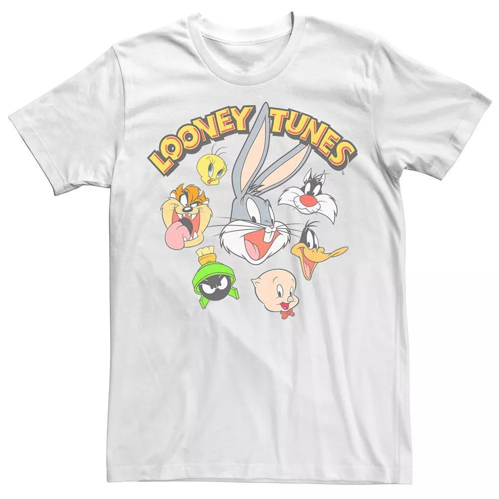 Big & Tall Looney Tunes Characters Heads Graphic Tee, Men's, Size: XL Tall, White Product Image