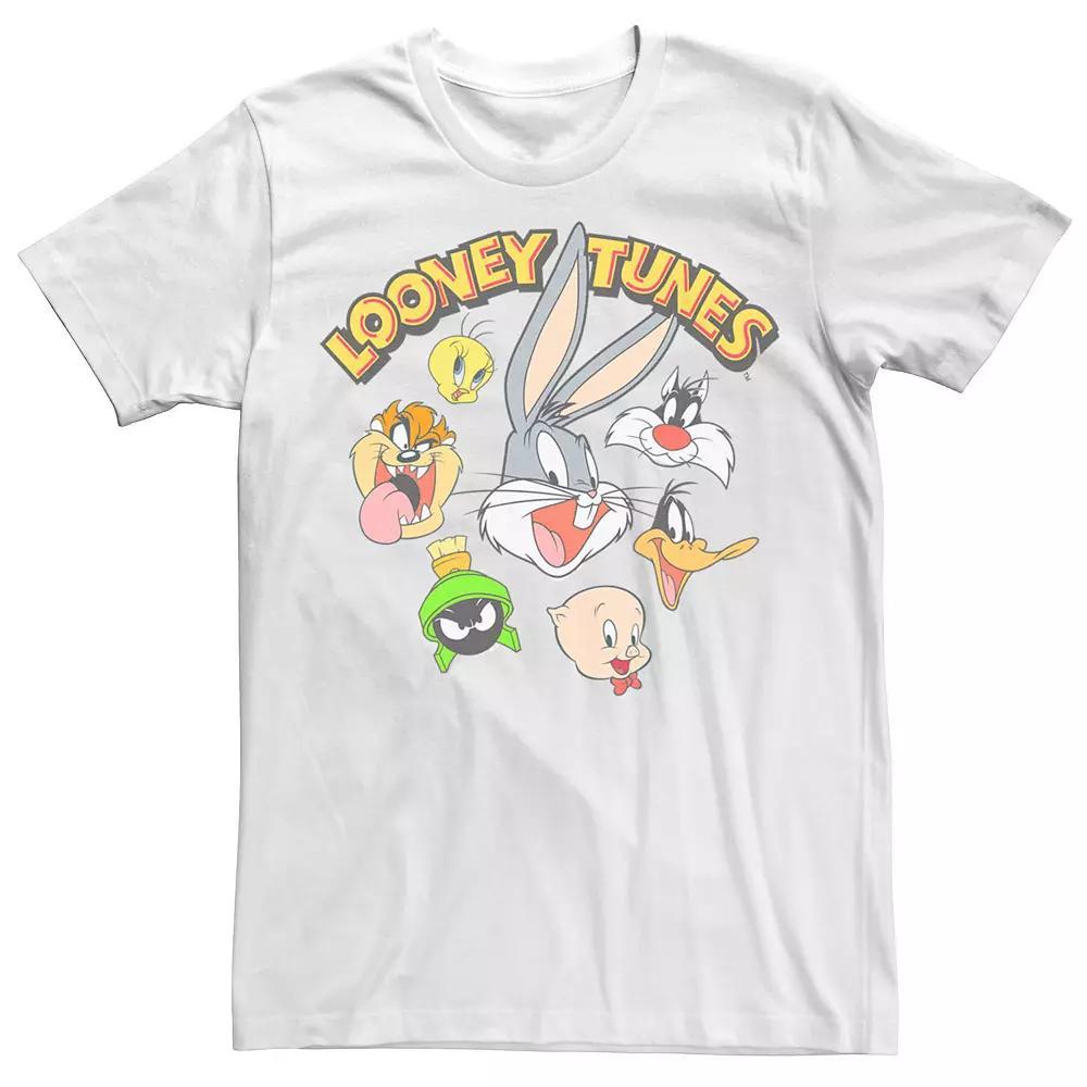 Big & Tall Looney Tunes Characters Heads Graphic Tee, Men's, Size: XL Tall, White Product Image