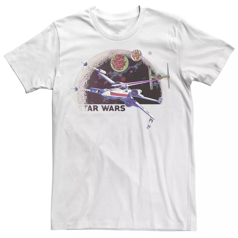 Mens Star Wars X-Wing Chased By Tie Fighter Retro Planet Tee Product Image