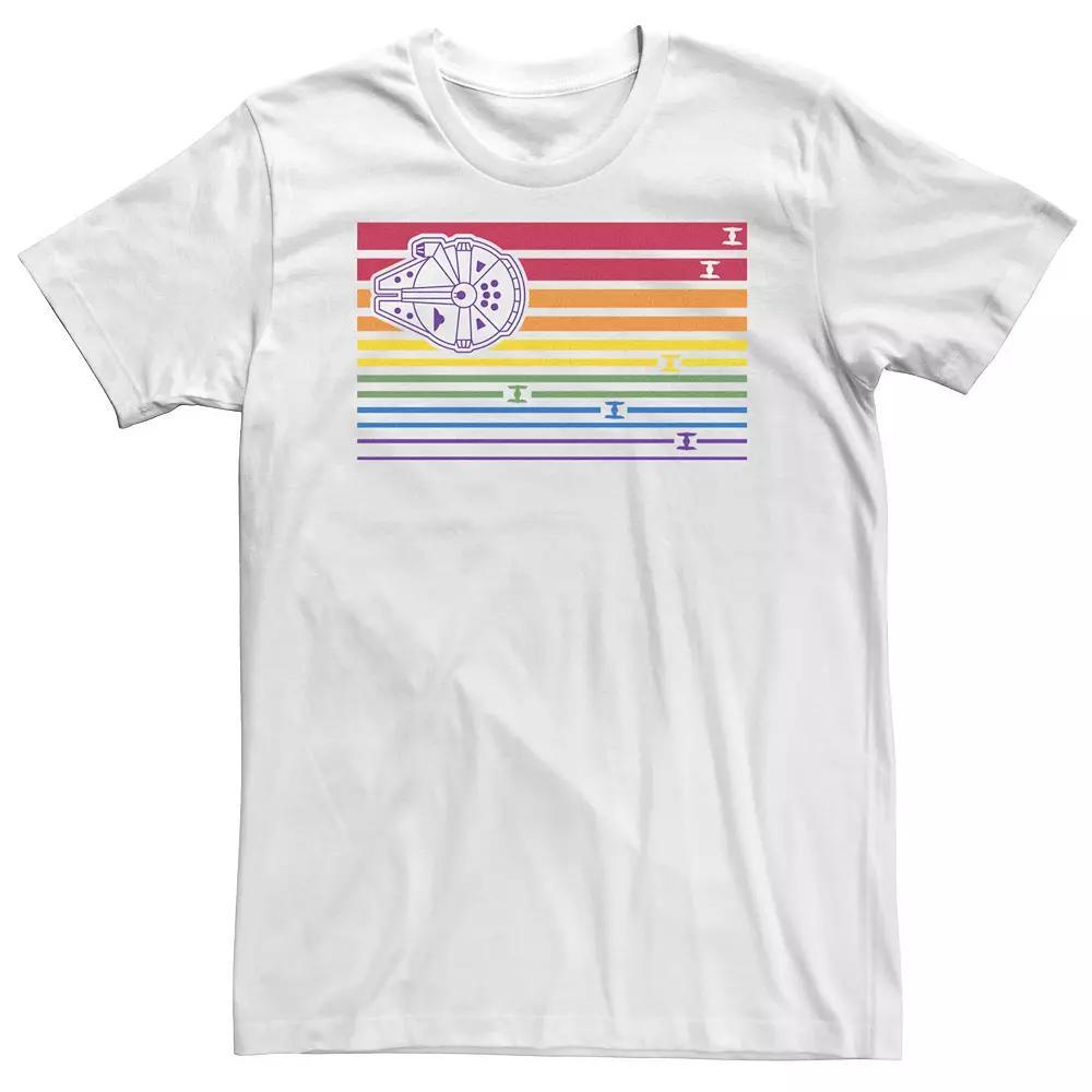 Men's Star Wars Ship Stripes Rainbow Tee, Size: 4XL, White Product Image