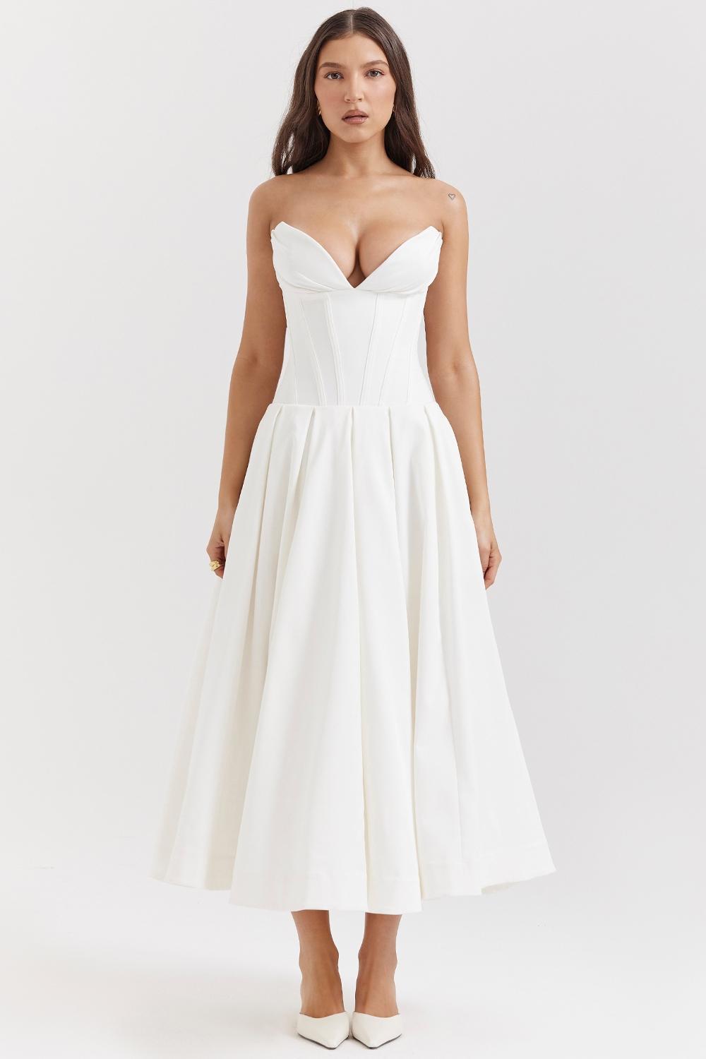 Lady White Strapless Midi Dress Product Image