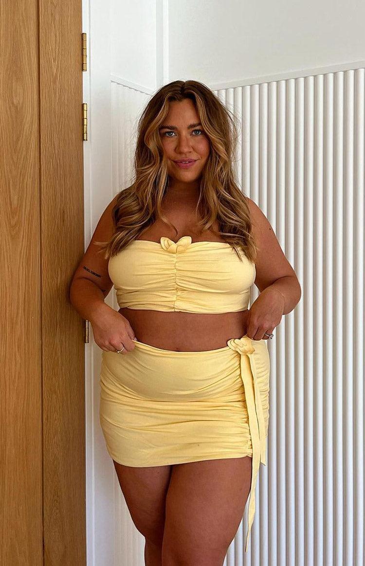 Shar Yellow Butterfly Mini Skirt Product Image