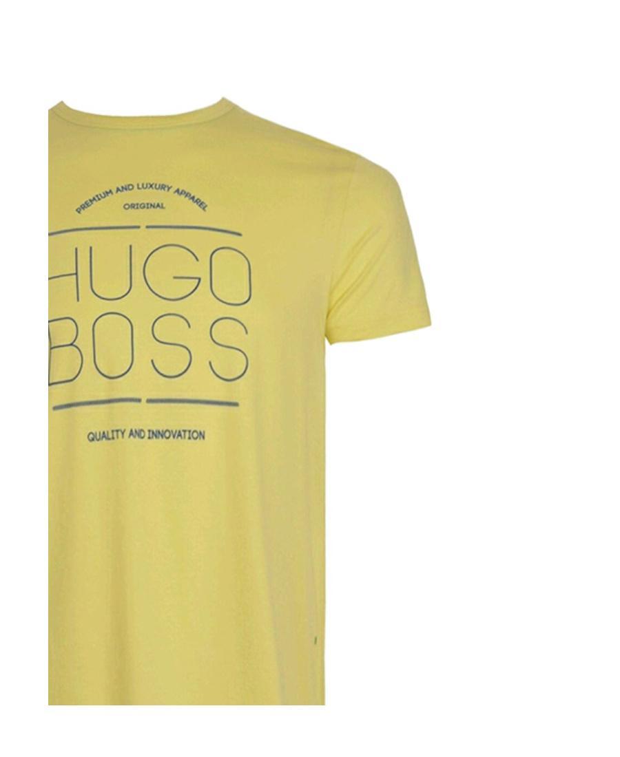 HUGO BOSS T-shirt With Round Neck And Short Sleeves In Yellow Product Image