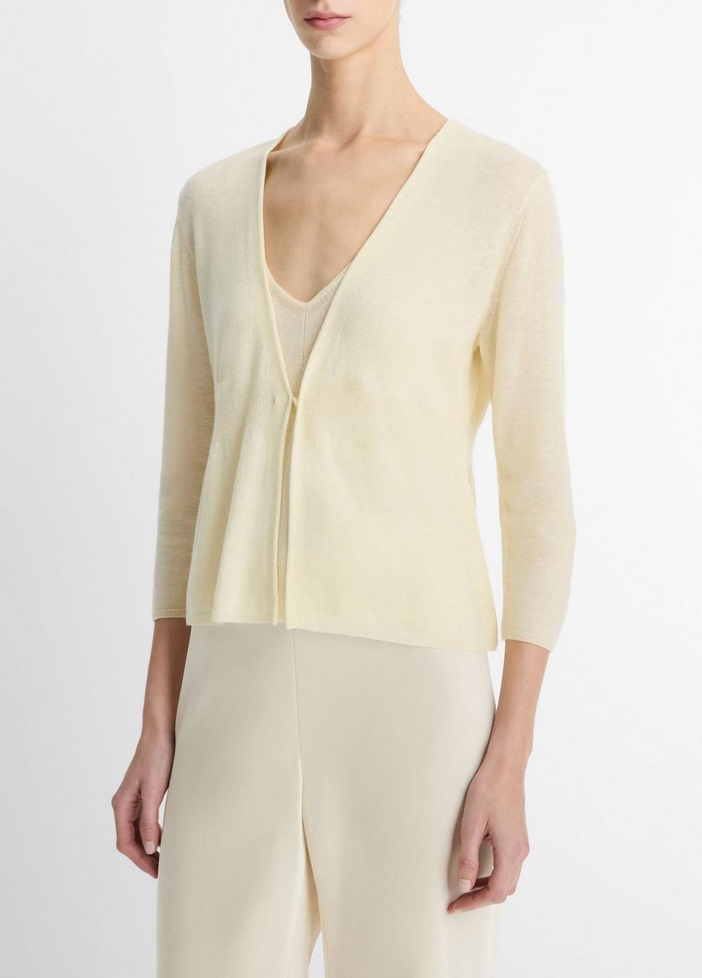 Womens Wool & Cashmere-Blend Single-button Cardigan, Dark Vanille, Size M Vince Product Image