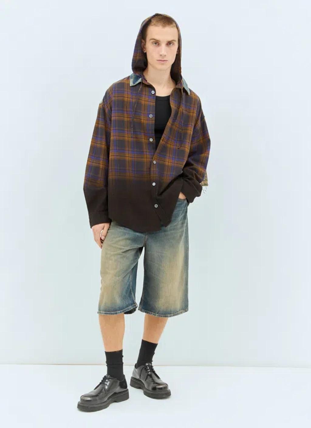 ACNE STUDIOS Hooded Button-up Shirt In Multicolor Product Image