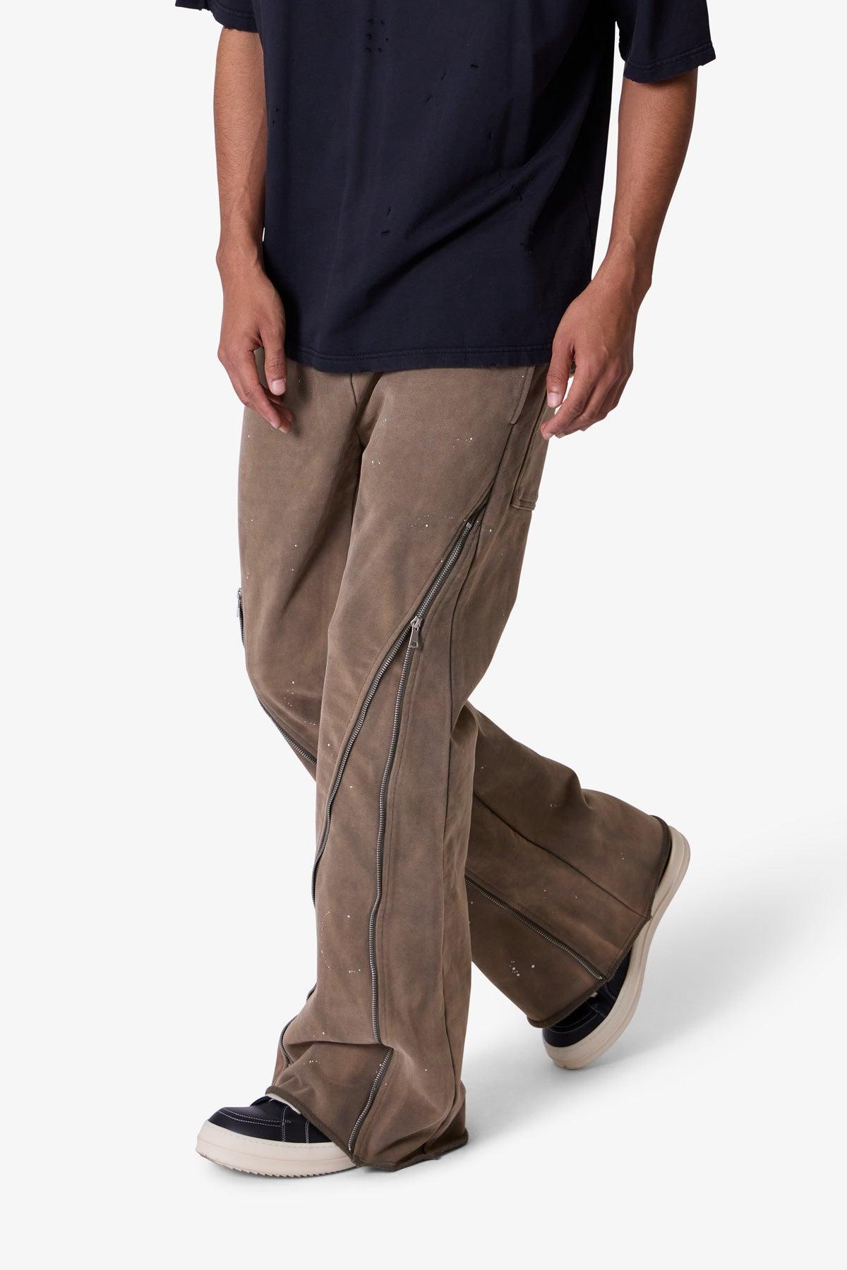 Zipper Flare Sweatpants - Olive Product Image