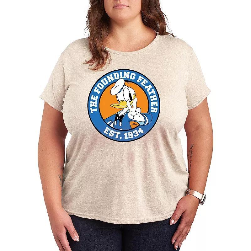 Disneys Donald Duck Plus The Founding Feather Graphic Tee, Womens Grey Gray Product Image