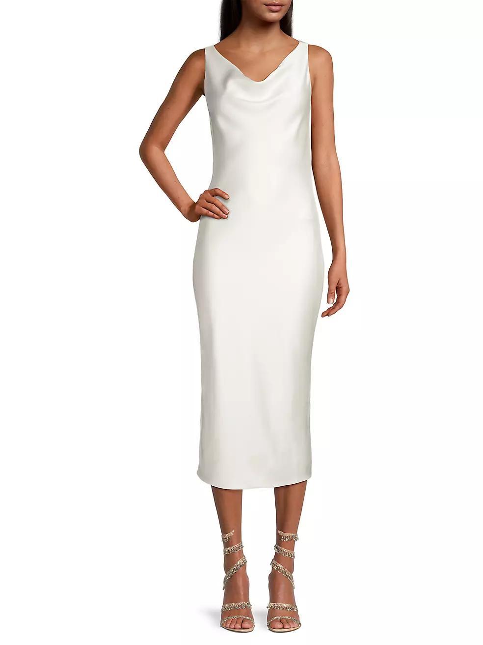 Maria Cowl-Neck Satin Midi-Dress Product Image