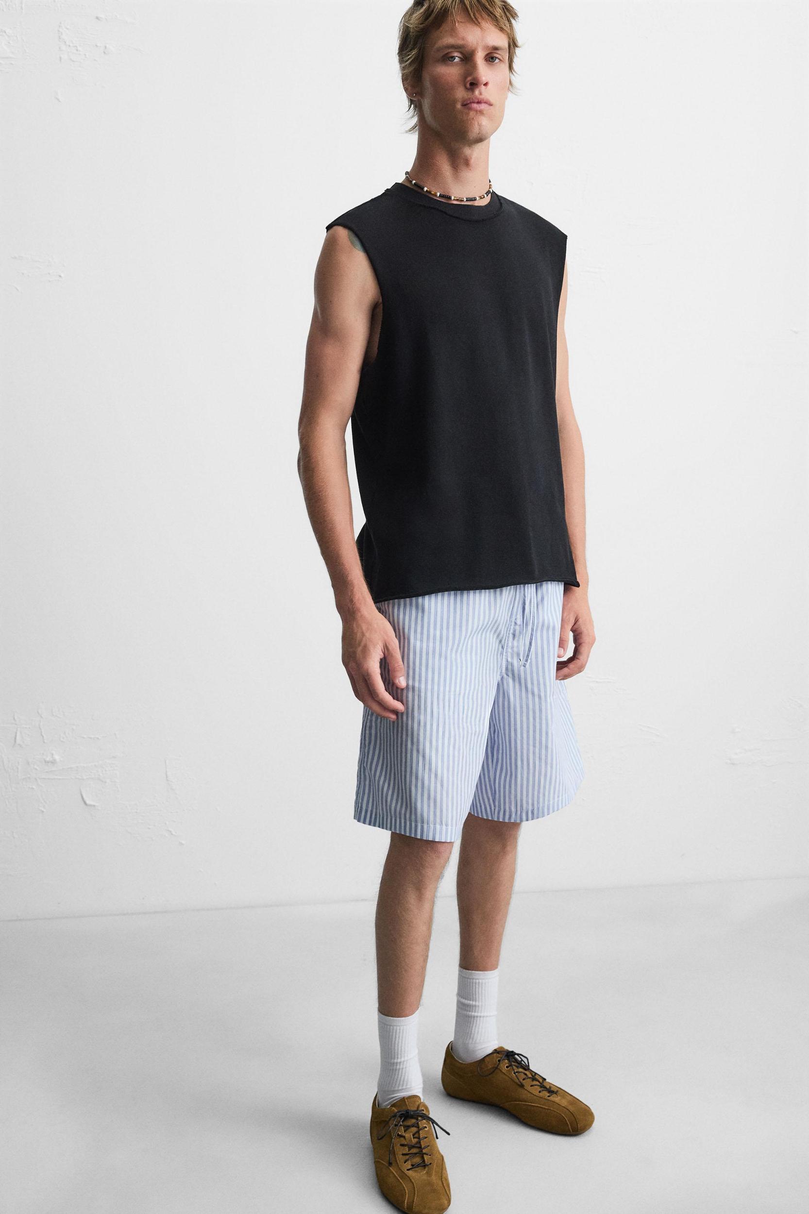 STRIPED RELAXED FIT SHORTS Product Image