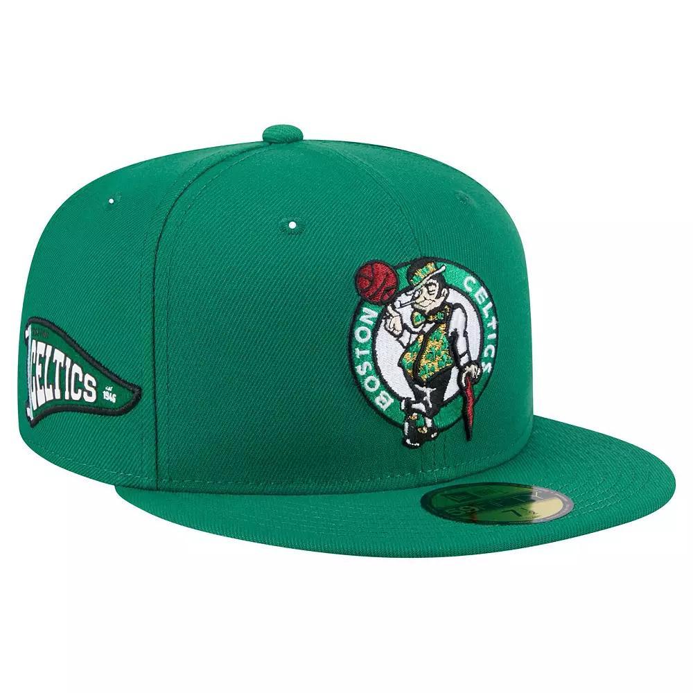 Men's New Era Kelly Green Boston Celtics Throwback Pennant 59FIFTY Fitted Hat, Size: 7 1/8 Product Image