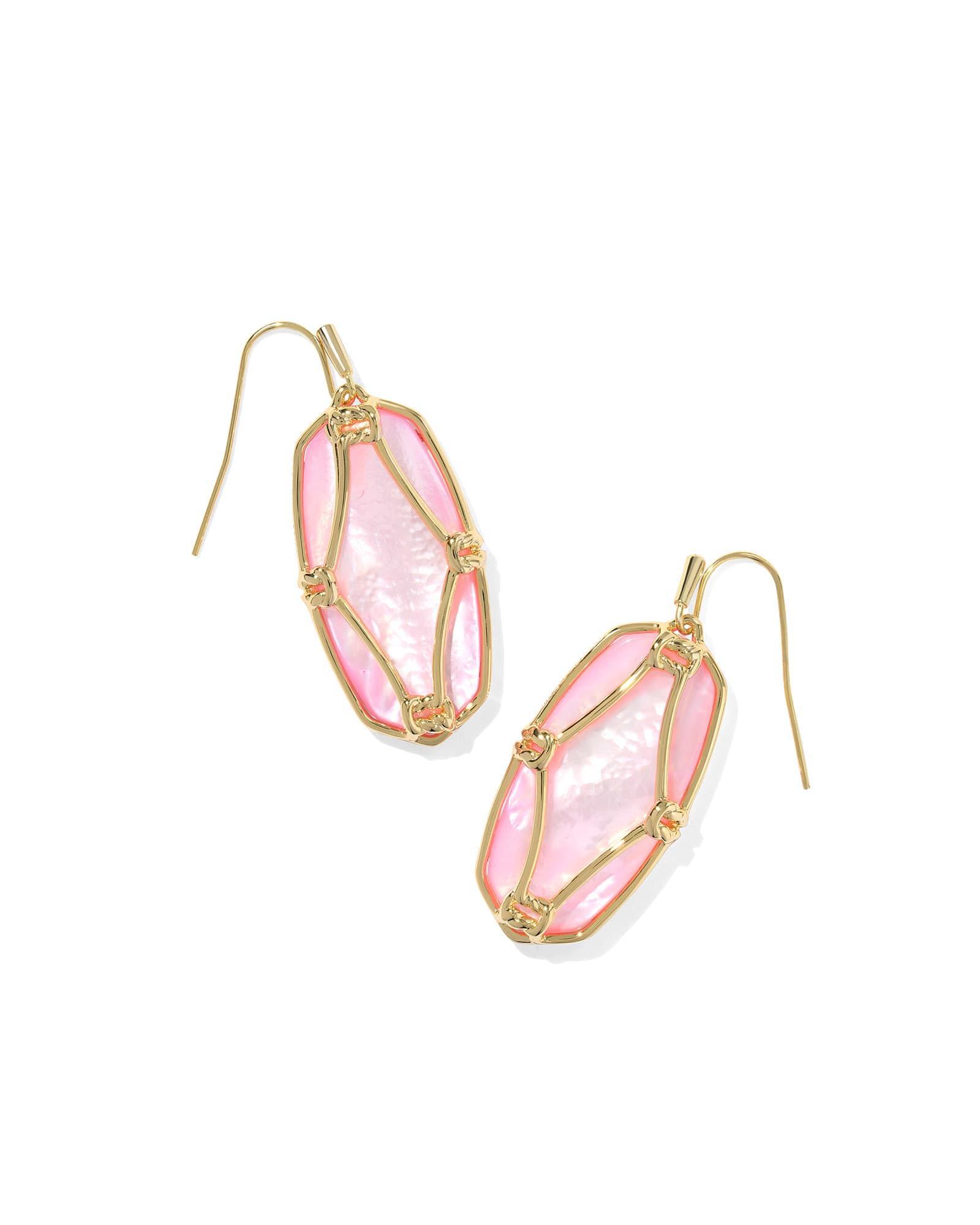Elle Lattice Frame Gold Drop Earrings Product Image