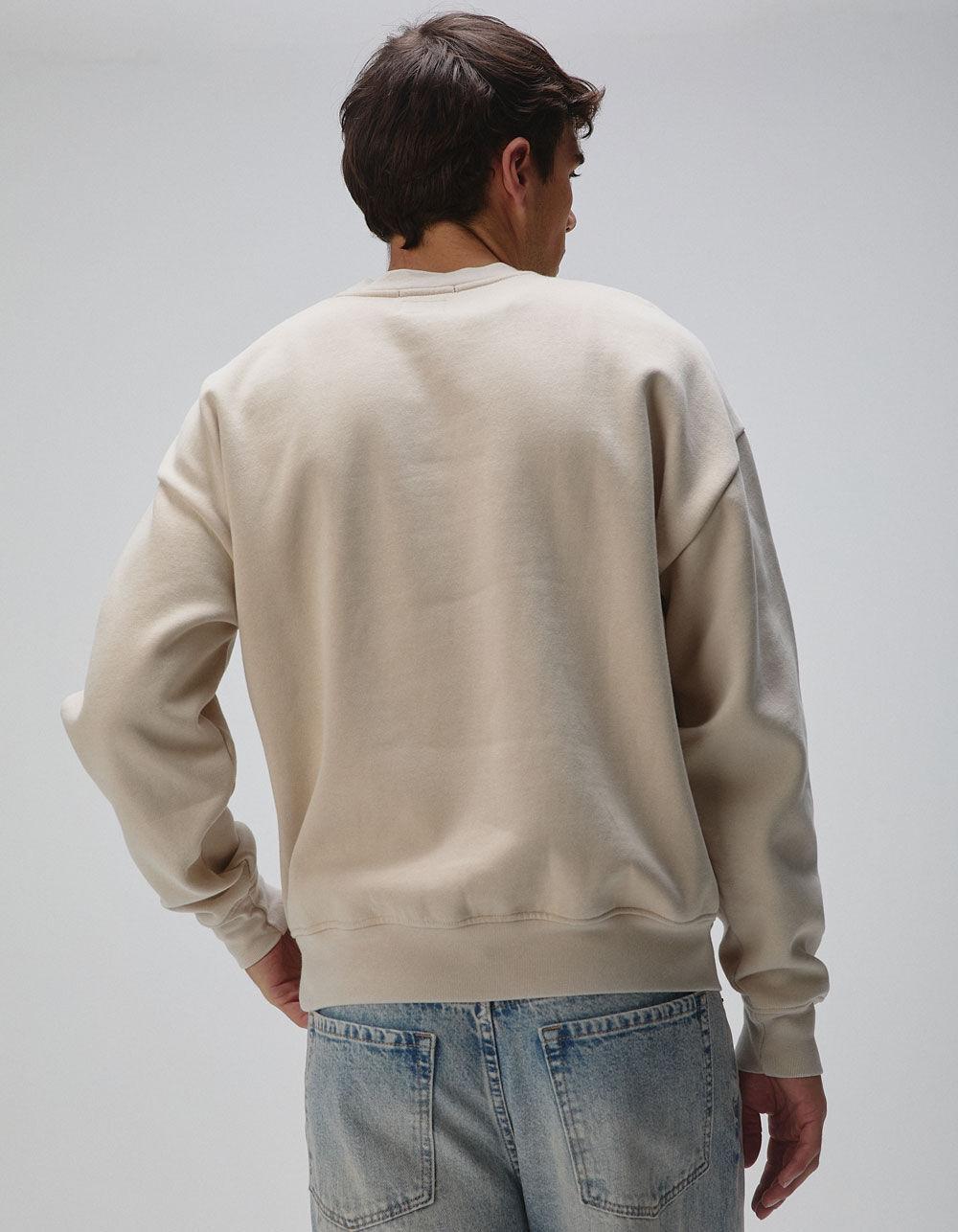RSQ Mens Washed Oversized Crewneck Sweatshirt - TAUPE Product Image