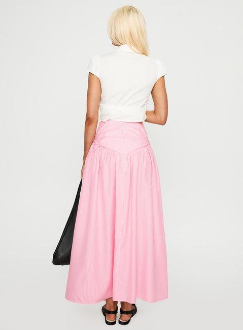 Apresia Maxi Skirt Pink Gingham Product Image
