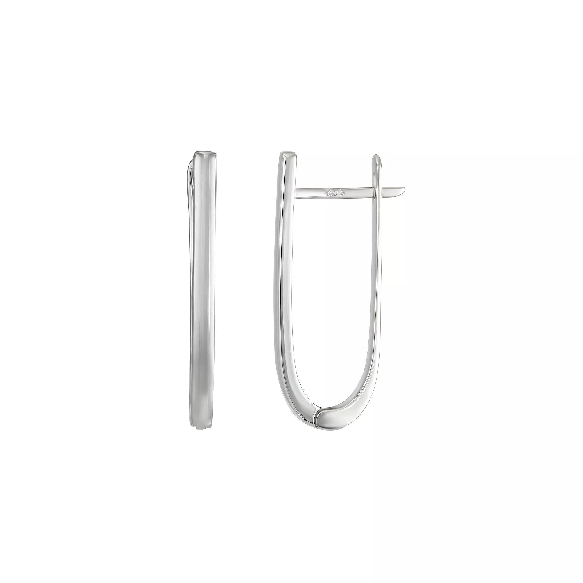 Argento Forte Sterling Silver Oblong Polised Hoop Earrings, Women's Product Image