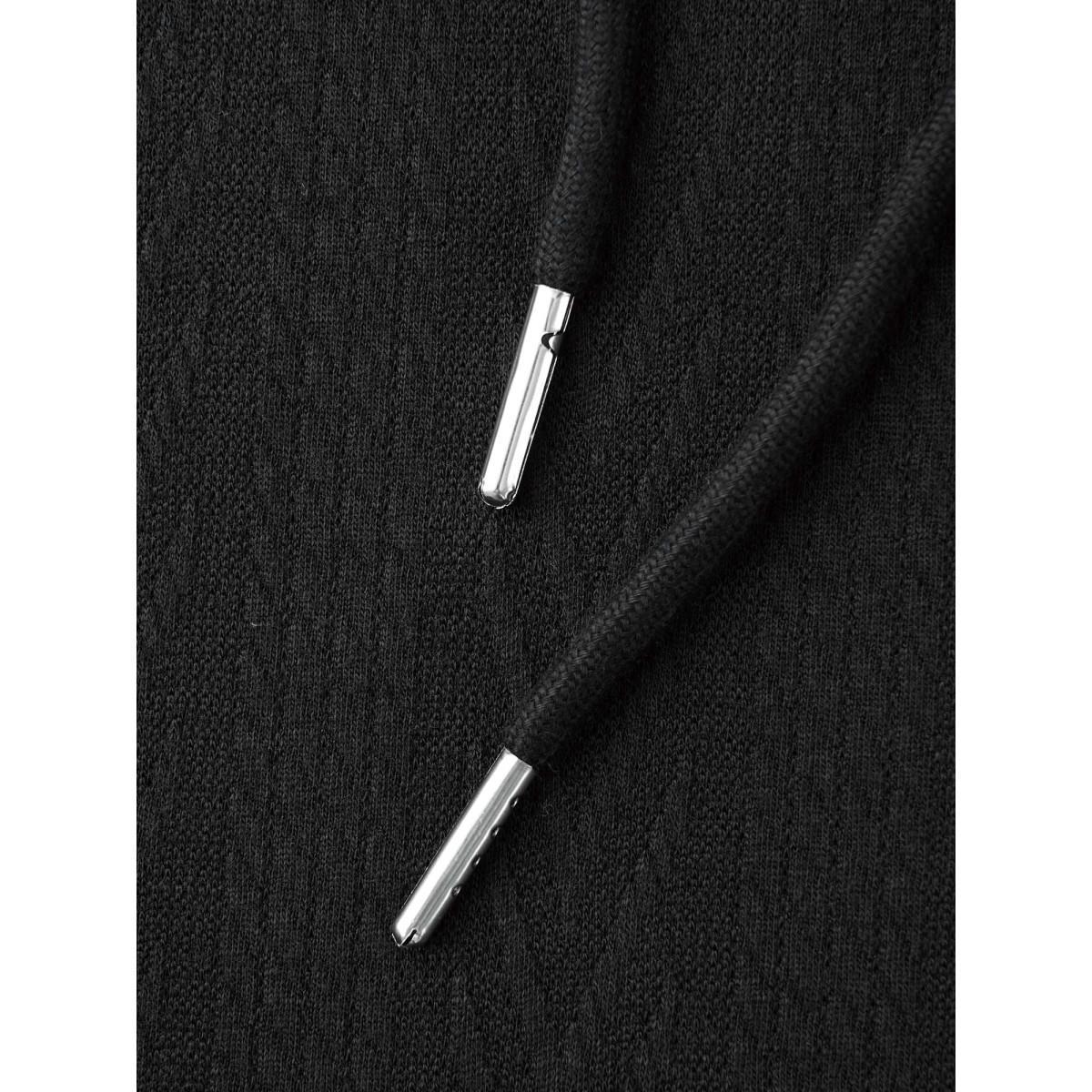 Plus Size Neck Cut-Out Elastic Textured Hoodie Women Black Elegant Texture Bodycon Hooded Everyday Sweatshirts BloomChic 26/4X Product Image