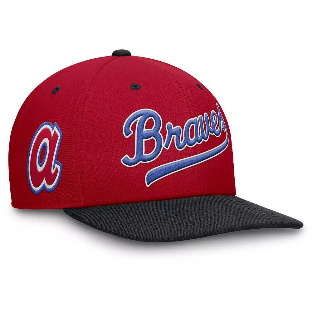 Men's Nike Red/Navy Atlanta Braves Cooperstown Collection Pro Performance Snapback Hat, Size: Medium/Large Product Image