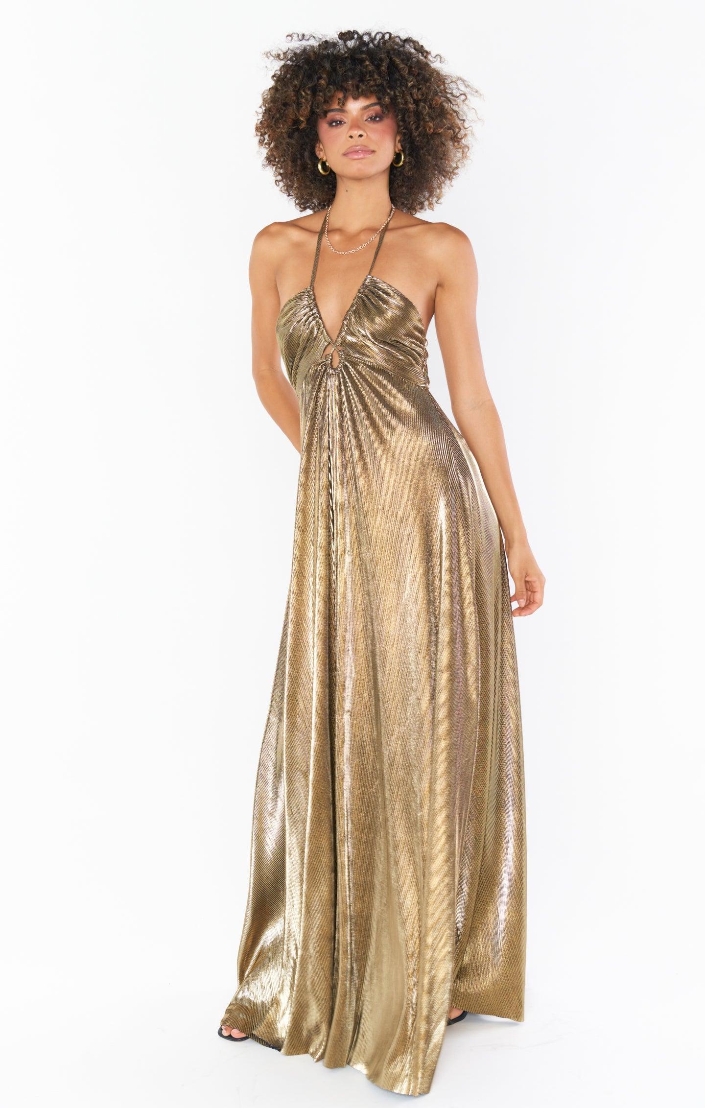 Paros Maxi Dress ~ Pleated Gold Product Image