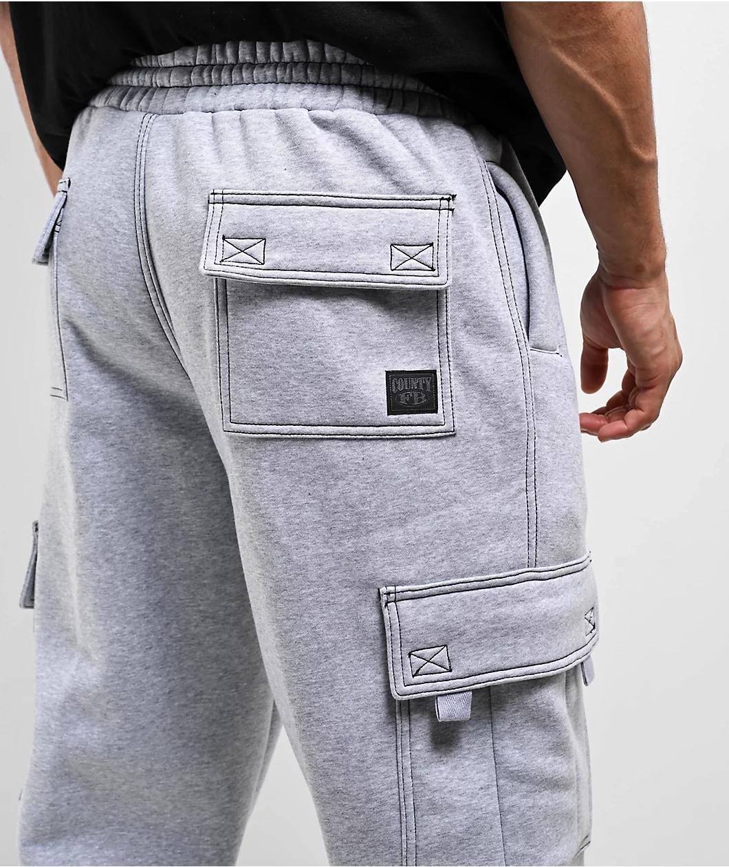 FB County Contrast Grey Cargo Sweatpants Product Image